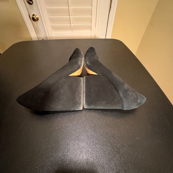 Loeffler Randall size 7 with chunky black heel wedge like silhoutte pump shoe - Picture 6 of 12